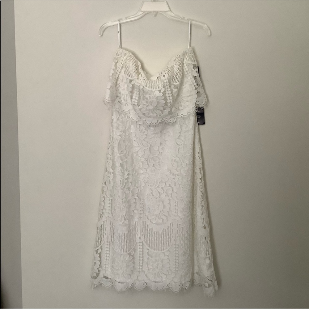 Lulus Delia White Lace Strapless Midi Dress NWT Size M - Picture 3 of 16